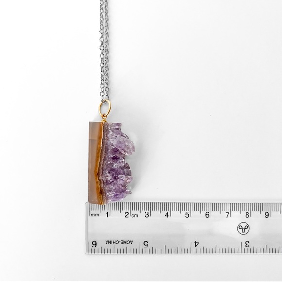 NEW Artisan Amethyst Semiprecious Gemstone Slice Pendant - Picture 9 of 14